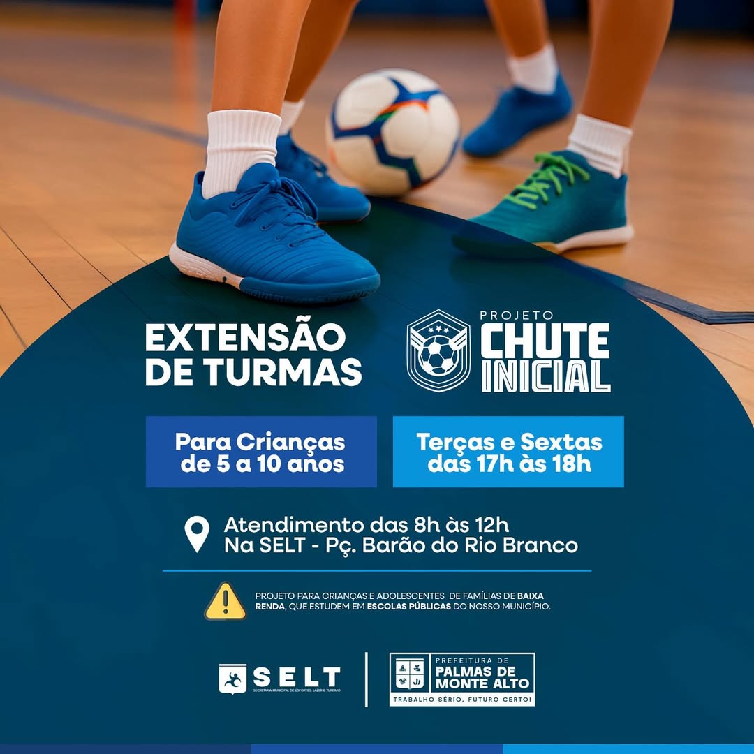 Projeto Chute Inicial amplia atendimento com treinos de futsal para crianças de 5 a 10 anos