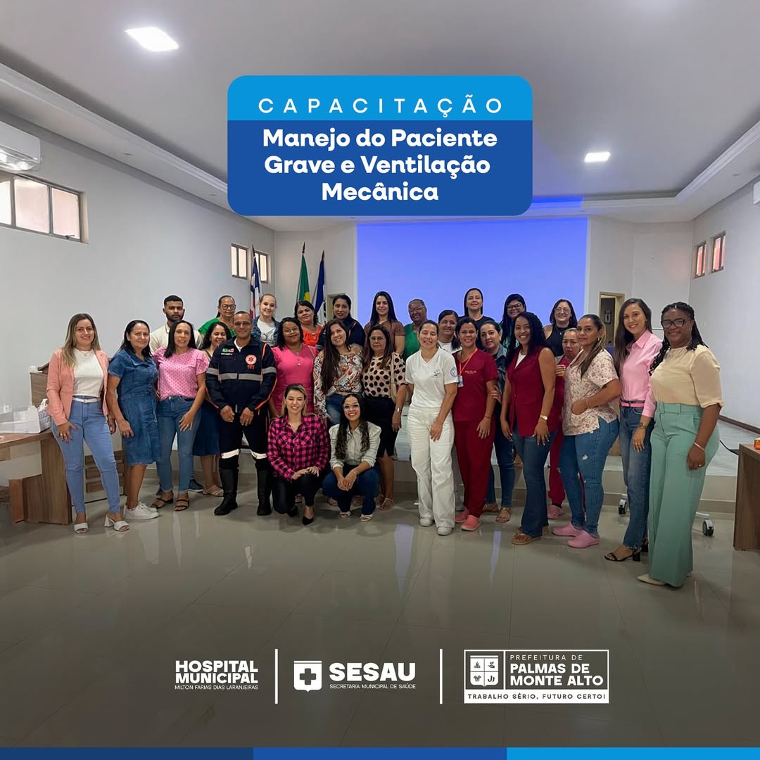 Profissionais de enfermagem participam de capacitação sobre Manejo do Paciente Grave e Ventilação Mecânica