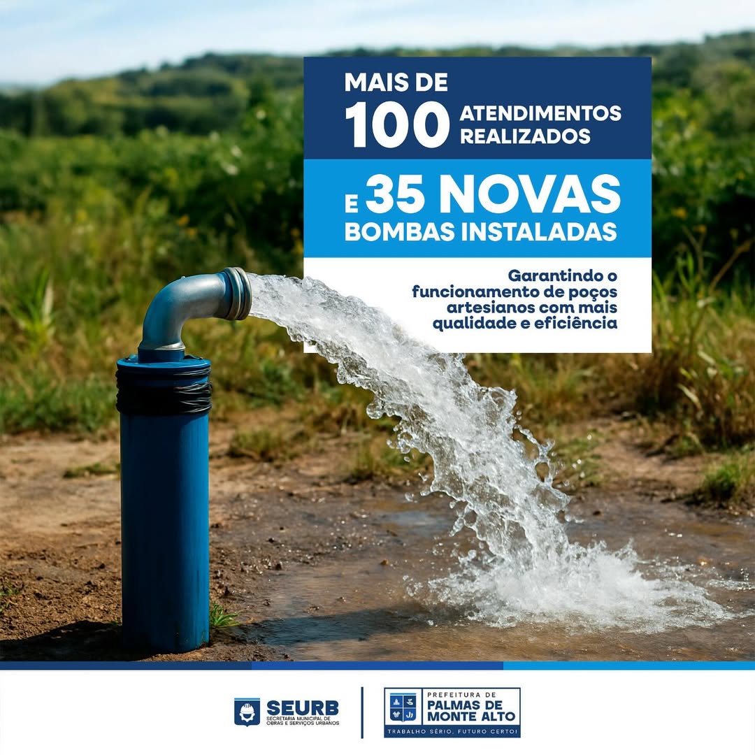 Prefeitura realiza mais de 100 atendimentos em poços artesianos e instala 35 novas bombas entre fevereiro e maio