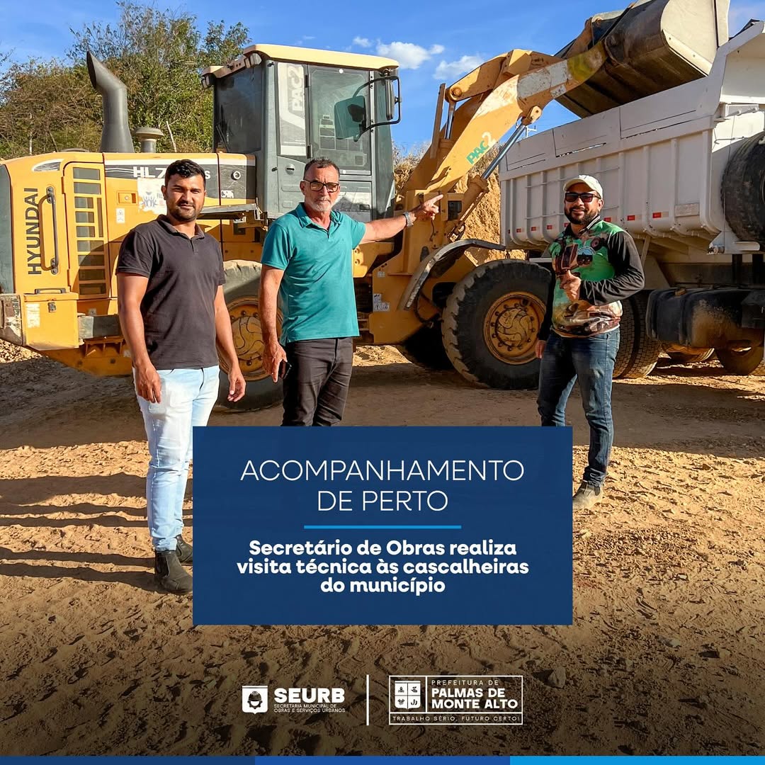 Secretário de Obras realiza visita técnica às cascalheiras para planejamento de recuperação de estradas vicinais